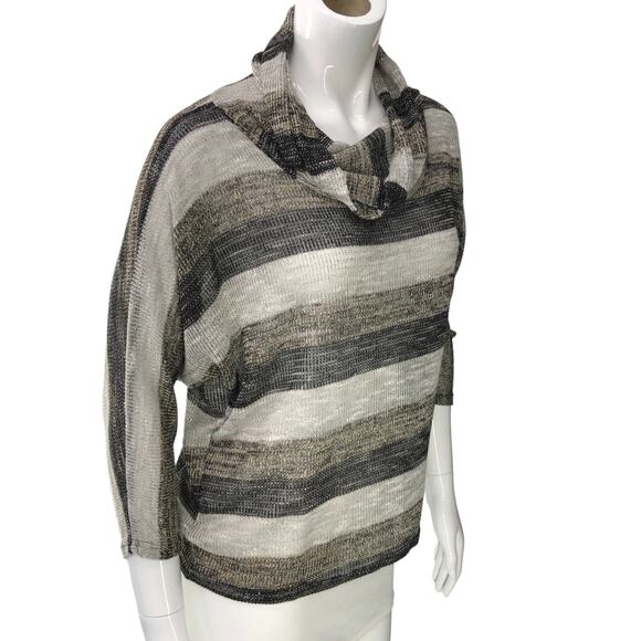 Saks Fifth Ave Blue Womens Size S Cowl Neck Sweater Stripe Dolman Sleeve Light - Picture 10 of 14